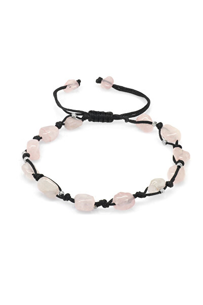 Tesbihane سوار رجالي من حجر الكوارتز الوردي المضفر بقصة طبيعية من دوريكا