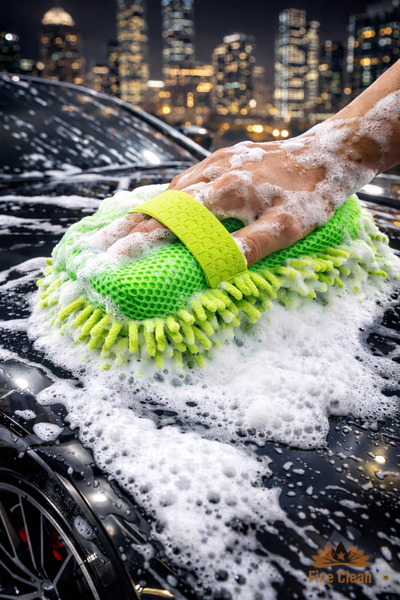 Fine Clean Lüks Oto Yıkama Süngeri ,Mikrofiber Makarna Eldiven , Sünger Eldiv...
