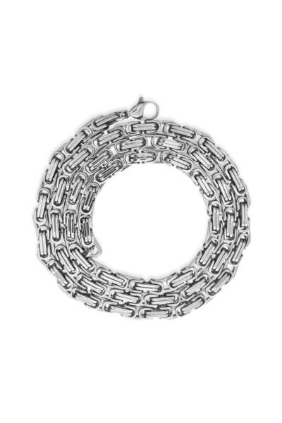 Tesbihane Gümüş Renk Kalınlık 5 mm 317L Çelik Kral Zincir Kolye