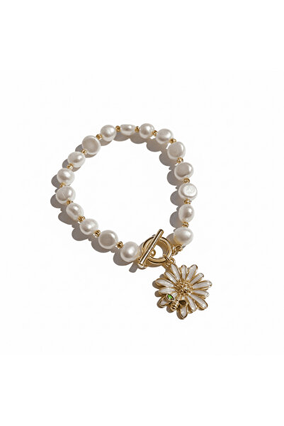 Tesbihane White Zircon Stone Gold Color Butterfly Design Length Adjustable Na...