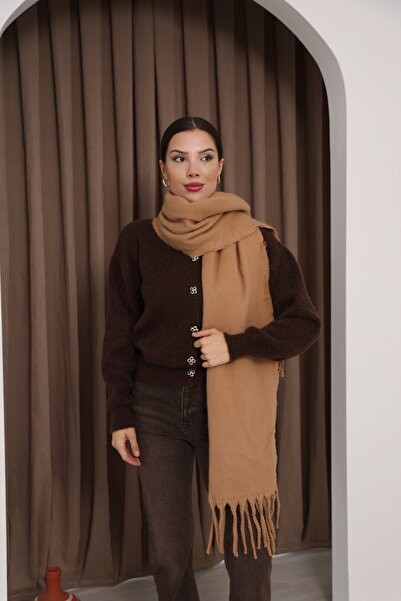 Jack Ferrero Örme kumaş Düz kesim Püsküllü bitiş Yumuşak Dokulu Kadın Atkı Şa...