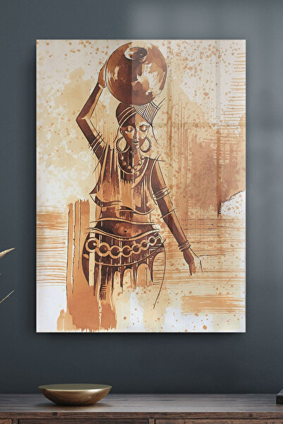Decovetro Femeie africană care poartă un test, tablou din sticlă 50x70 cm