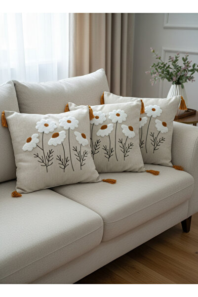 ESSENSE HOME & LİVİNG غطاء وسادة مطرز بتصميم بوهيمي لغرفة المعيشة والشرفة، مك...