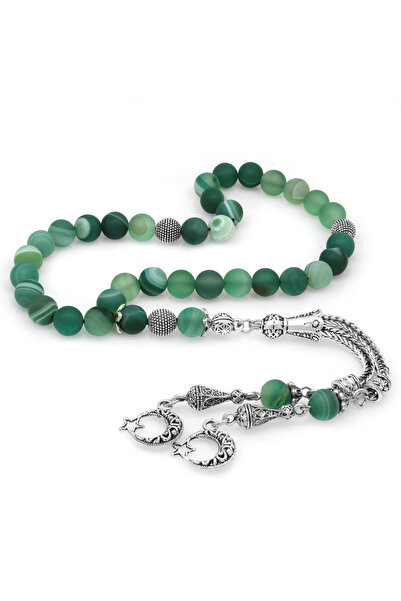 Tesbihane Αμαυρώστε μεταλλική φούντα σφαίρα κομμένη ματ πράσινη λευκή αχάτης ...