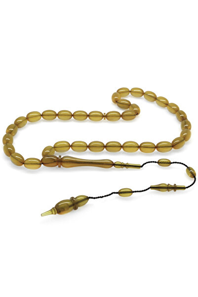 Tesbihane Sistemli Özel Kesim Usta İşi Sarı Katalin Tesbih