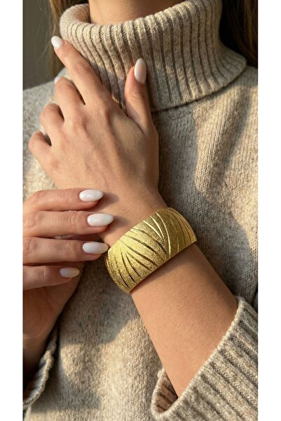 FerizZ 22 Ayar Altın Kaplama Mega Kaz Ayağı Bilezik 3 Cm Blz-3018