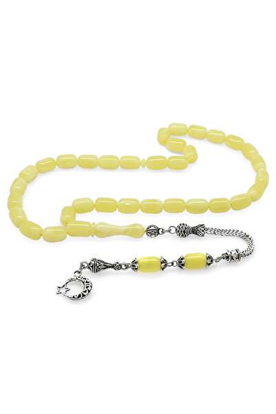 Tesbihane Kararmaz Metal Püsküllü Kapsül Kesim Sarı Beyaz Hareli Beyrut Kehri...