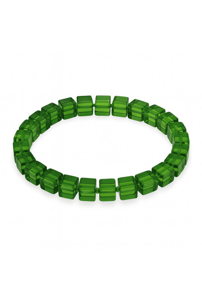 Tesbihane سوار نسائي من العنبر الطبيعي بتصميم مكعب أخضر زمردي