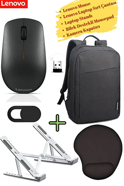 LENOVO Kablosuz Mouse GY50R91293, Laptop Sırt Çantası, Kamera Kapatıcı, Lapto...