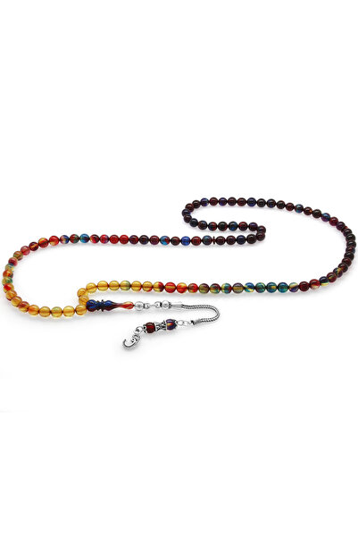 Tesbihane 925 проба срібла з бахромою, куля з вирізом, бусини з бурштину, 99 ...