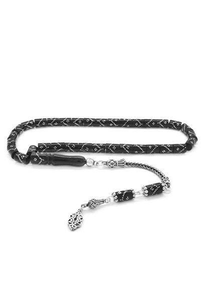 Tesbihane 925 Ayar Gümüş Püsküllü Gümüş Zigzag İşlemeli Kesme Kesim Erzurum O...