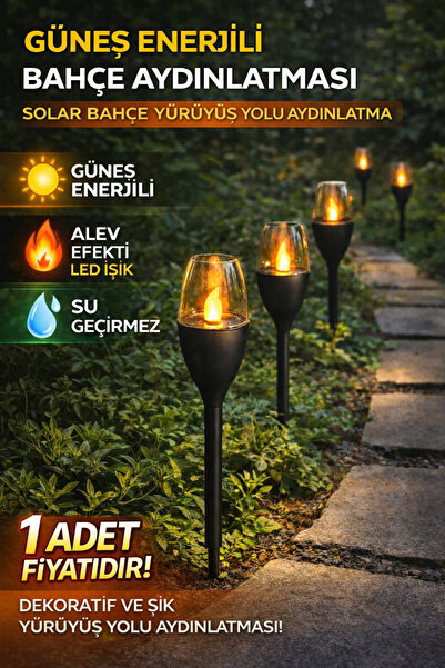 Ecuy Güneş Enerjili Bahçe Aydınlatması Alev Efekti Solar Bahçe Yürüyüş Yol Ay...