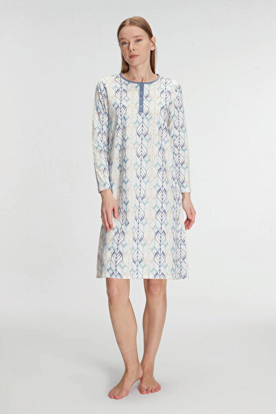 Anıl 11261 Дамска нощница с дълъг ръкав от памук