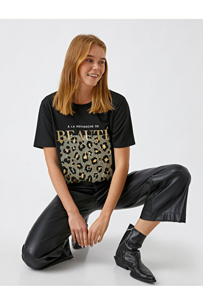 Koton Μπλουζάκι με κοντό μανίκι με λαιμόκοψη