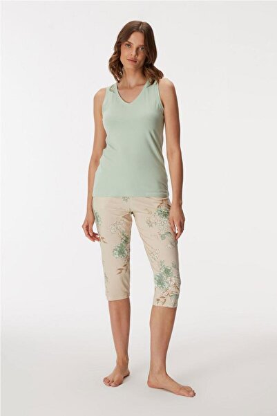Anıl Man11412 Women's Tank Top and Capri Pants Set