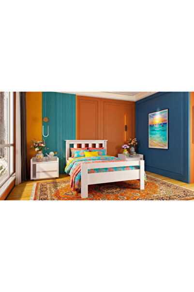 Ninnimo Still 90x190 Yatak Uyumlu PARLAK Beyaz MDF Tek Kişilik GENÇ ÇOCUK Kar...