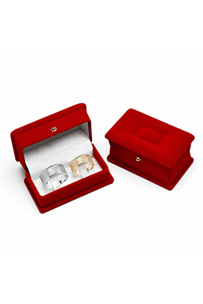Tesbihane Kırmızı Renk Kadife Alyans Kutusu