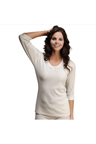 Hasyün Women's Ecru Interlock Turuvakal Sleeve Wool Tank Top