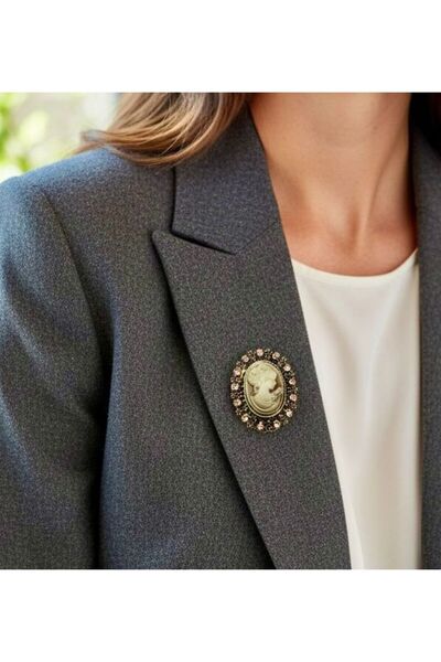 Rachel Silver Zirkon Taşlı Altın Renk Vintage Oksideli Tasarım Cameo Kraliçe ...