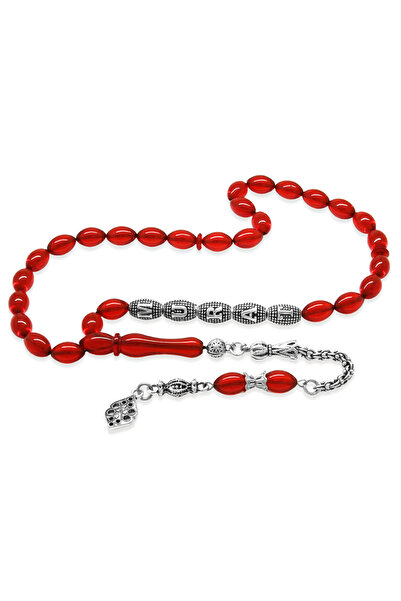 Tesbihane سبحة من حجر العنبر الناري - مع شرابة معدنية - في علبة هدايا خاصة - ...