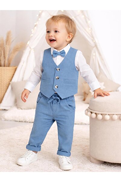 Concept. طقم كونسيبت بايبون طقم فيست مكون من 4 قطع للأعمار من 6-18 شهرًا - أزرق