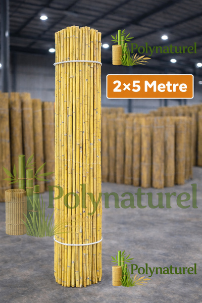 polynaturel Kamış Çit Bambu Çit Hasır Doğal 2X5 Mertre