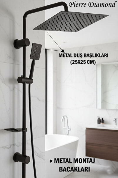 tesitay Robot Duş Takımı Metal Bacaklı ve El ve Tepe Başlığı Siyah Renk Lüks ...