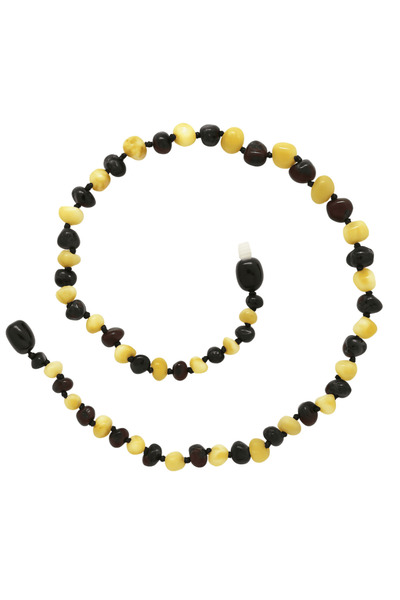 Tesbihane سلسلة مجوهرات أسنان الطفل من حجر العنبر الطبيعي ذو اللون الأبيض العسلي