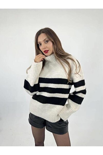 Pafi Moda Pulover cu dungi Şardon, crem