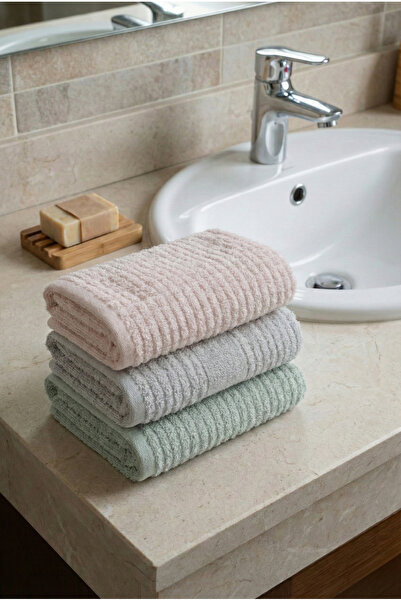 Class 3’lü 50x80 cm %100 Pamuklu Bukle El ve Yüz Havlu Seti - Pode