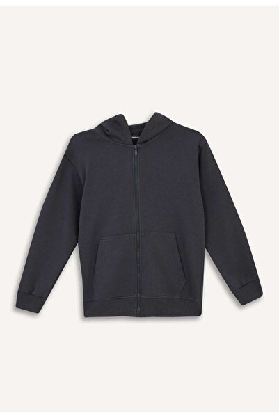 Kyex Unisex Children's Anthracite Zippered Hooded Sweatshirt - Most Comfortab...