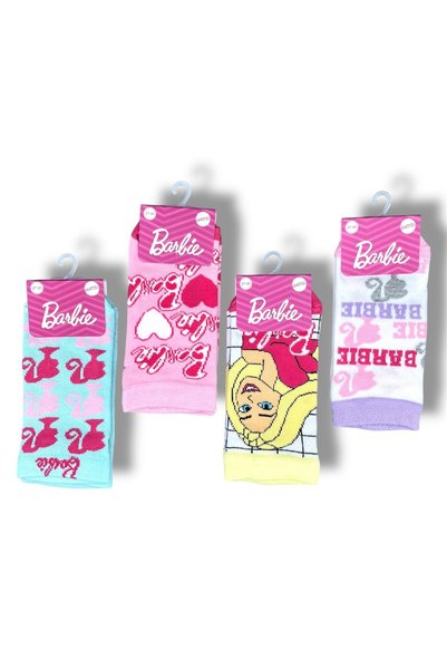 Barbie 4 أزواج من الجوارب المرخصة للفتيات الصغيرات 22838