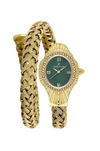 Daniel Klein ساعة نسائية فاخرة من الفولاذ المقاوم للصدأ مطلية بالذهب DK.1.141...