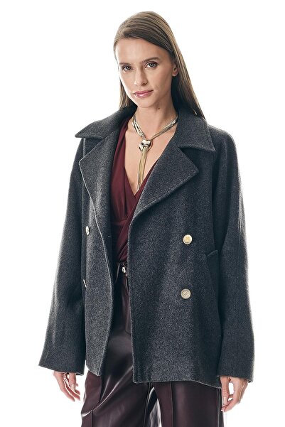 EXPLOSION Kruvaze Gold Düğmeli Kaşe Ceket