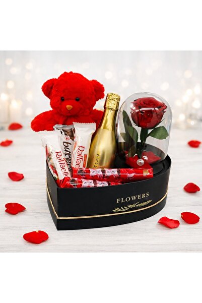 velve Set, cadou pentru femei, trandafir criogenat, ursulet de plus, Bottega-...