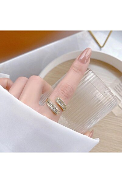 Pursehuit Inel auriu, reglabil, suflat cu aur de 14k și zirconii, Sabrina C5