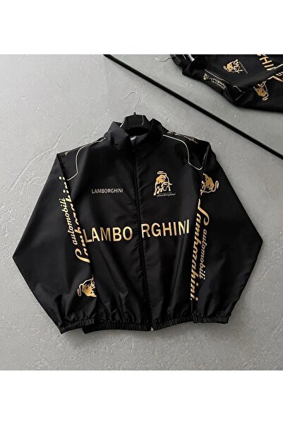 Lushen Unisex Paraşüt Kumaş Oversize Dijital Baskılı Siyah Rüzgarlık Yağmurlu...