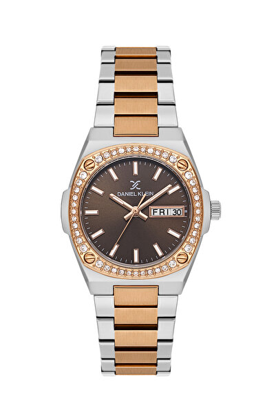 Daniel Klein Premium Silver and Rose Gold Stainless Steel Watch for Women DK....