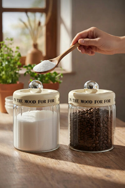 Paşabahçe 2'li Modern Tasarım Cam Kavanoz Seti-Sızdırmaz Kapak Bakliyat/Bahar...