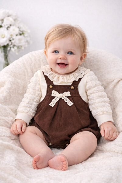 İZYALİF BABY طقم رومبير من قطعتين للفتيات الصغيرات مع ياقة من الدانتيل، مصنوع...