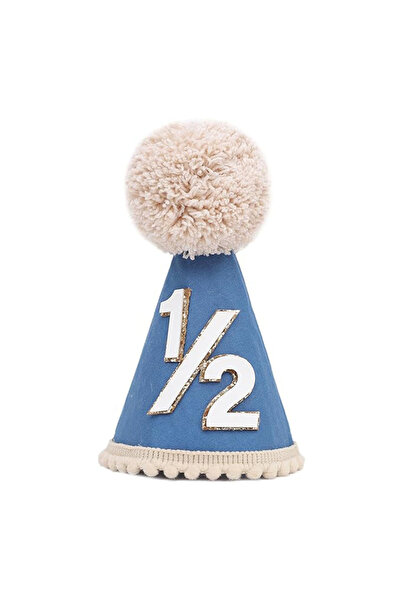 Choice قبعة زرقاء لحفلة عيد ميلاد نصف سنوية للأطفال الرضع (أولاد وبنات) مع دع...