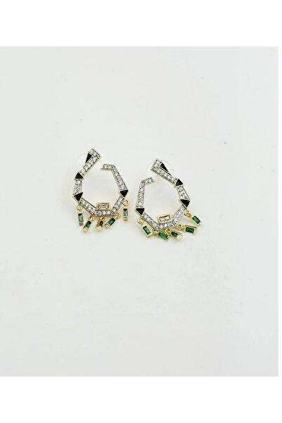 JEWELRY Zircon Stone Dangle Labyrinth Steel Earrings