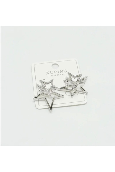 XUPING JEWELRY Xuping Three-Dimensional Silver Color Star Steel Earring