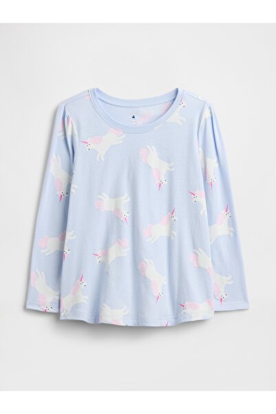 GAP Kız Bebek Açık Mavi Puff Sleeve T-Shirt