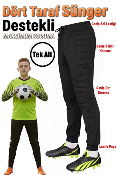 Liggo Tek Alt Çocuk Kaleci Pantolonu 4 Taraf Sünger Destekli Kaleci Pantolonu