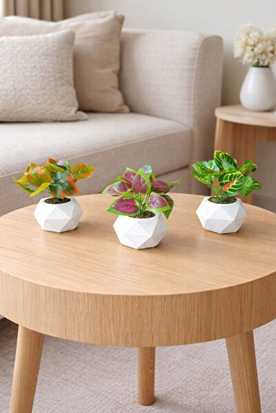 adresiburasi مجموعة زهور طاولة صناعية في وعاء زهور خرسانية مكونة من 3 قطع