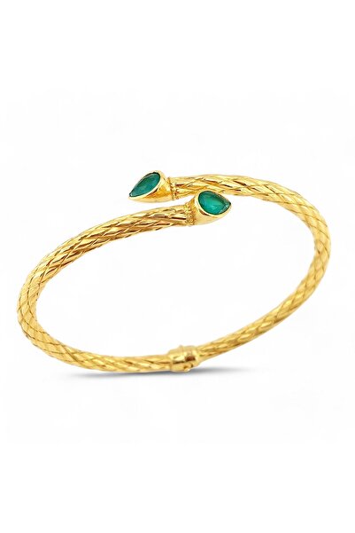 ALTINBEYI 22 Ayar Altın Kelepçe Bilezik Yeşil Taşlı 11.50 Gram ABY22KLP004