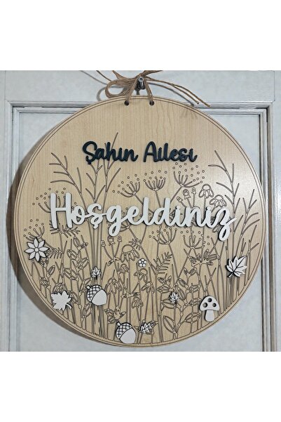 Pelince Kişiye Özel İsimli Hoşgeldiniz Yazılı Ahşap Kapı Süsü | 8 Model Dış K...
