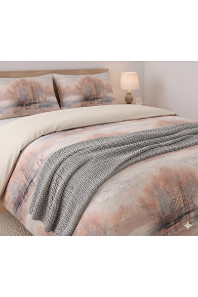 Alisy Home طقم غطاء لحاف مزدوج من لاتيكلي، 100% قطن بنمط أشجار