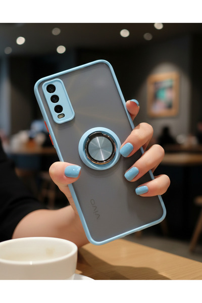 Hatreds Vivo Y11S İçin Kamera Korumalı Yüzüklü Kılıf - Leke Tutmaz Mat ve Day...